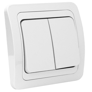 Intrerupator dublu Eco, ingropat, alb Intrerupator dublu Eco, ingropat, alb