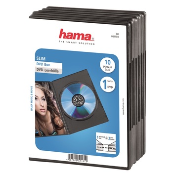 Carcasa Hama DVD, 10 bucati, Negru Carcasa Hama DVD, 10 bucati, Negru
