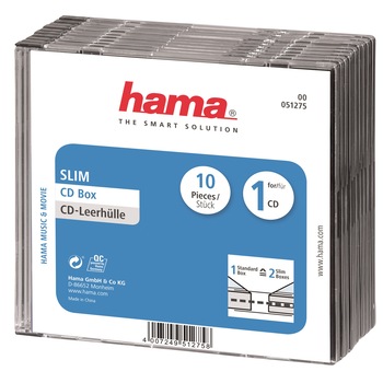 Cutie Hama suport CD, 10 buc, Transparent/Negru Cutie Hama suport CD, 10 buc, Transparent/Negru