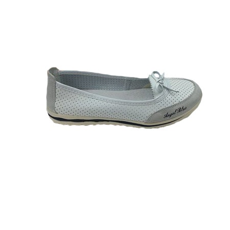 Balerini casual,piele naturala,cu mici perforatii,talpa joasa,D&J Exclusive, Alb