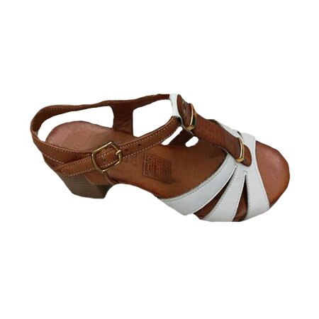 Sandale de primavara-vara,cu barete albe in fata,D&J Exclusive, Maro-alb