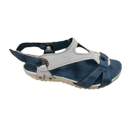 Sandale rafinate cu barete multiple,insertii de cercuri aurii,D&J Exclusive, Alb/Bleumarin