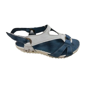 Sandale rafinate cu barete multiple,insertii de cercuri aurii,D&J Exclusive, Alb/Bleumarin Sandale rafinate cu barete multiple,insertii de cercuri aurii,D&J Exclusive, Alb/Bleumarin