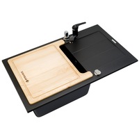 pachet 4in1 chiuveta granit pyramis cristal complete plus  baterie  dozator detergent lichid  tocator adancime 190mm montare pe blat cuva stanga carbon imagen 49_0_
0