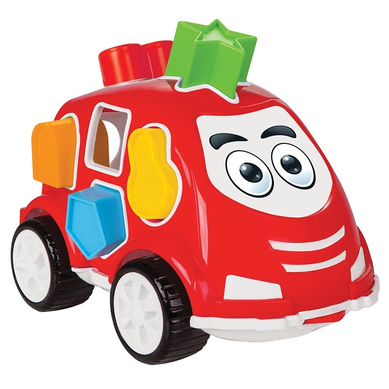 Jucarie masinuta din plastic, cu forme geometrice si incastrare