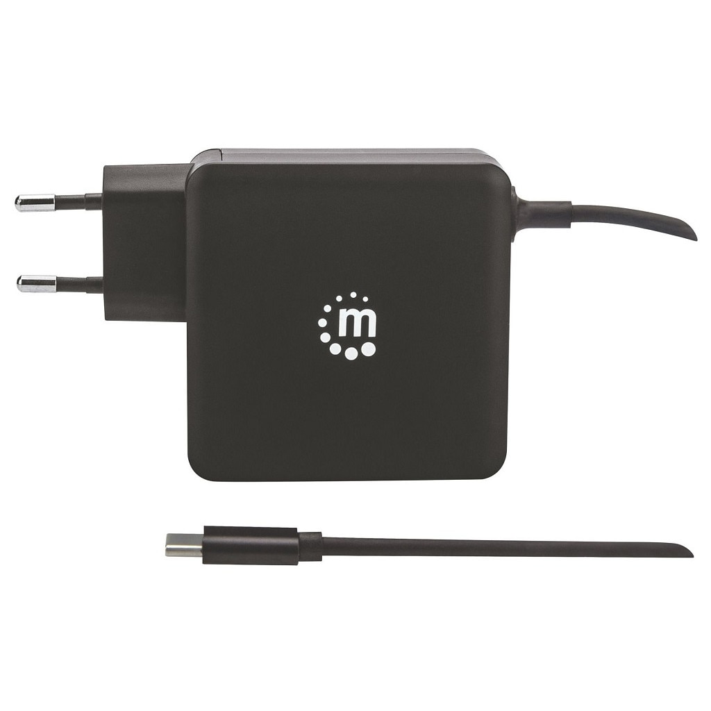 Incarcator de retea Manhattan, USB-C 3.0 Power Delivery 60W (5-20V), USB-A 5V 2.4A, Negru