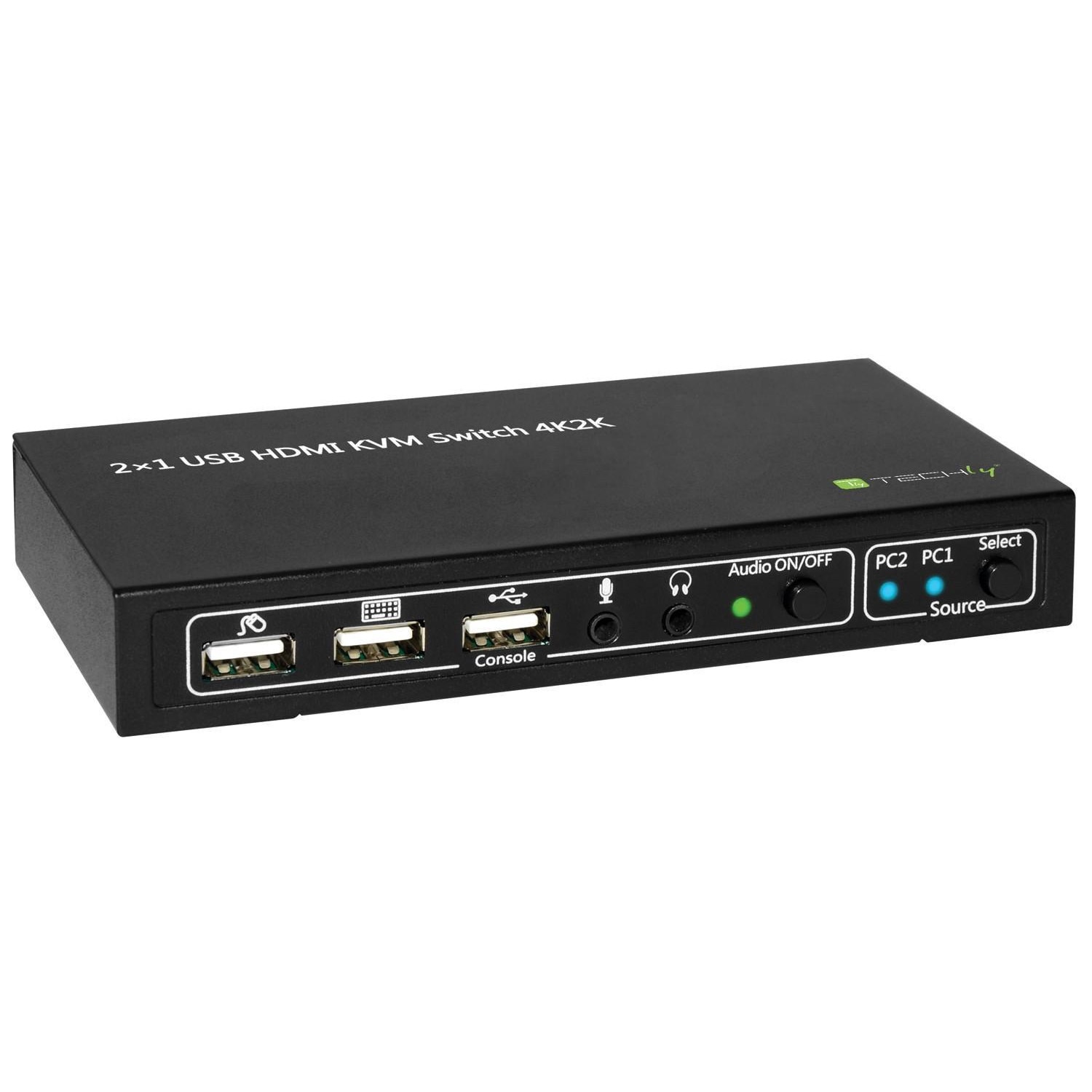 Comutator Techly, HDMI / USB 2 porturi, KVM, Negru