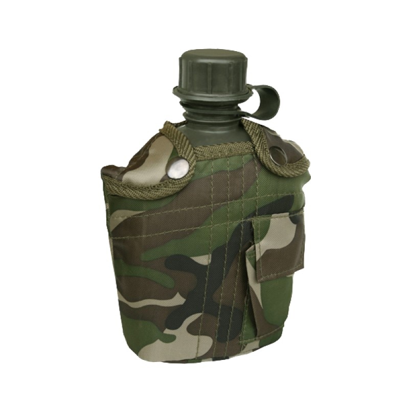 Bidon de apa, MIL-TEC®, US style cu buzunar, woodland
