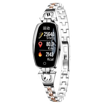 Bratara FItness Sweet Lady H8 2019 , Bratara metalica cu insertii elegante cu bijuterii , Monitorizare Ritm Cardiac, Sedentarism, Fitness Tracker, IP67 Waterproof , Culoare Argintiu Bratara FItness Sweet Lady H8 2019 , Bratara metalica cu insertii elegante cu bijuterii , Monitorizare Ritm Cardiac, Sedentarism, Fitness Tracker, IP67 Waterproof , Culoare Argintiu