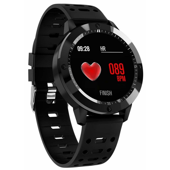 SmartWatch New Crimson Runner 58 idealSTORE, Ecran HD 1.3 inch, Notificari Apeluri/Mesaje/Aplicatii, Monitorizare Ritm Cardiac, Moduri Sport, Compatibil iOS si Android, Rezistent la Apa, Interfaza Tactila Intuitiva, Design Sportiv