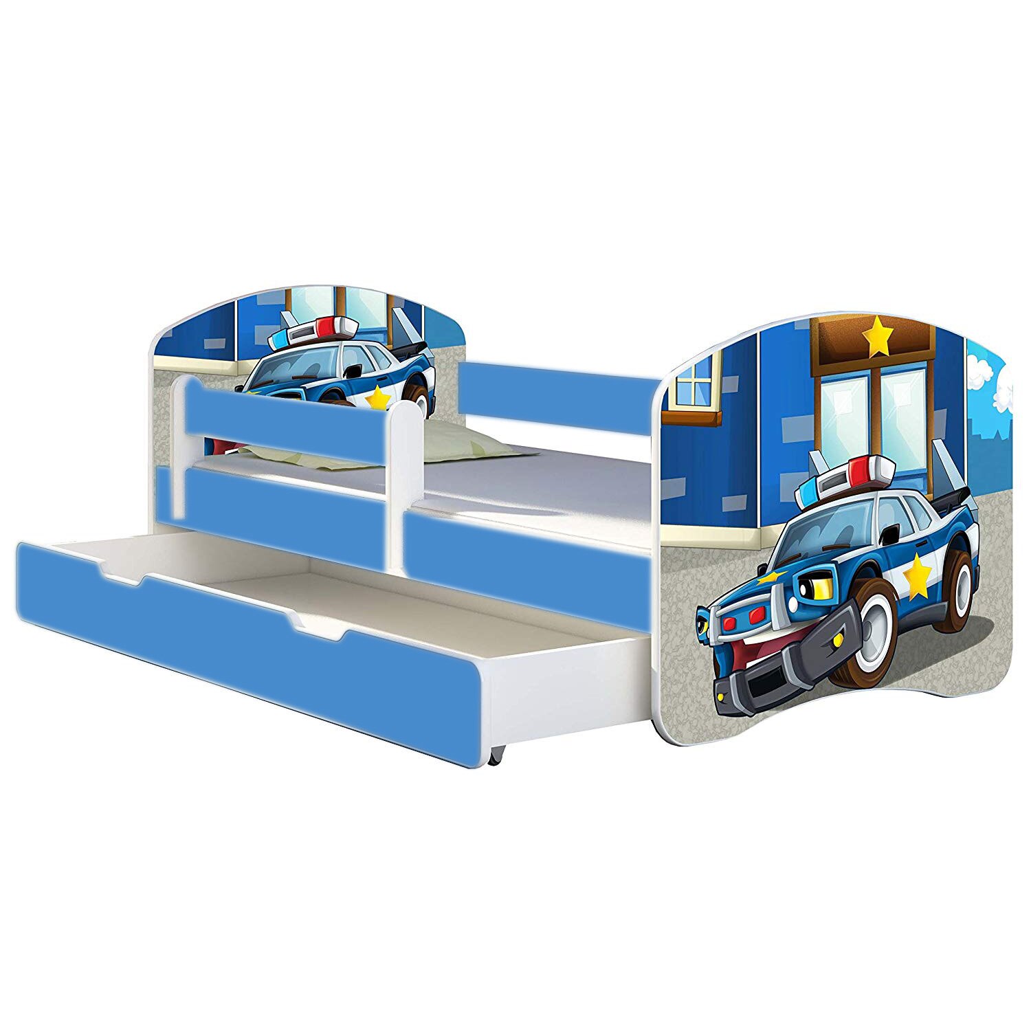 Patut tineret MyKids Police cu sertar si saltea 160x80