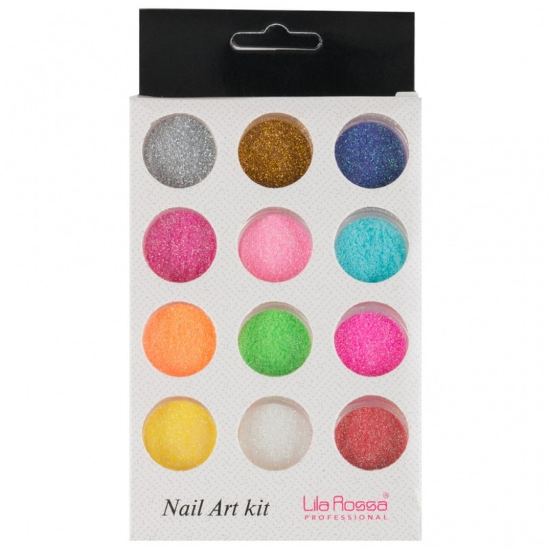 Sclipici fin pentru unghii Lila Rossa, 12 bucati, Multicolor