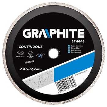 Disc diamantat continuu pentru placi ceramice, 230x22.2mm, 57H646 Graphite Disc diamantat continuu pentru placi ceramice, 230x22.2mm, 57H646 Graphite