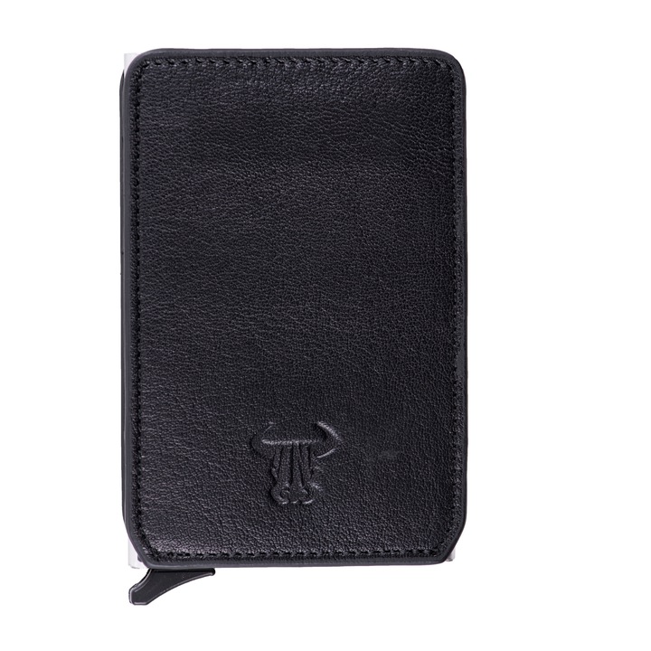 Portcard RFID piele barbati, Toro Nero, Master Slide