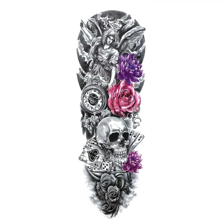 Tatuaj temporar "Games of chance" full arm maneca 48 x 17 cm