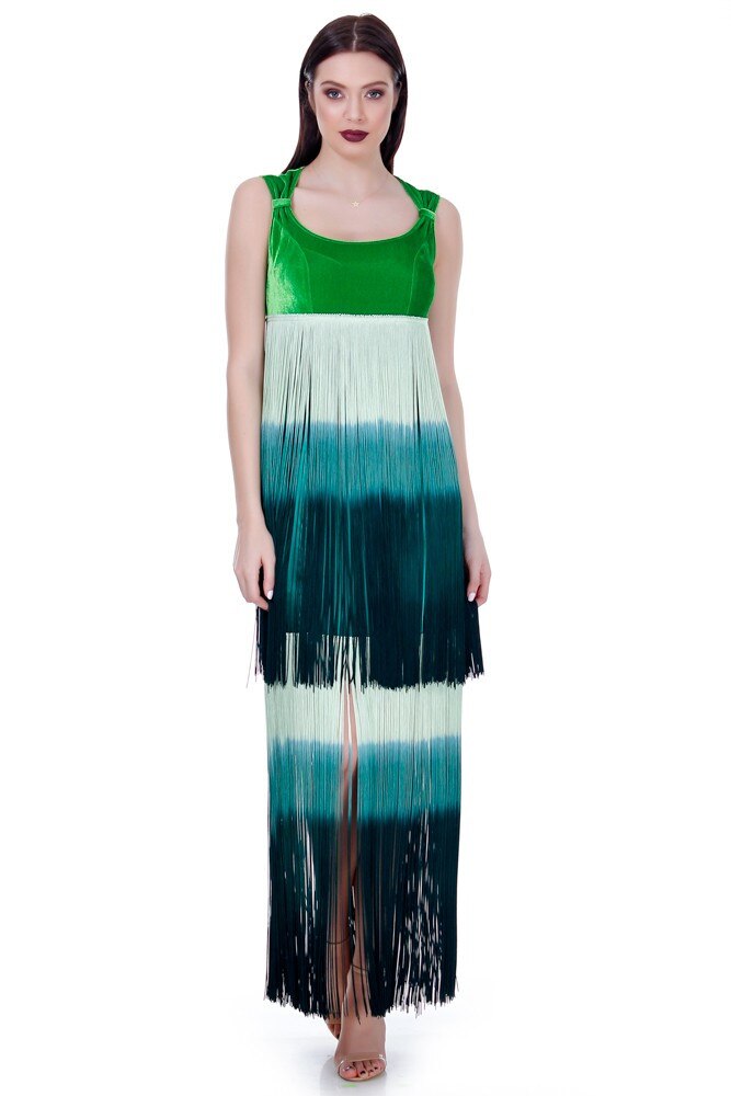 Rochie verde matase Liza Panait RM-26E