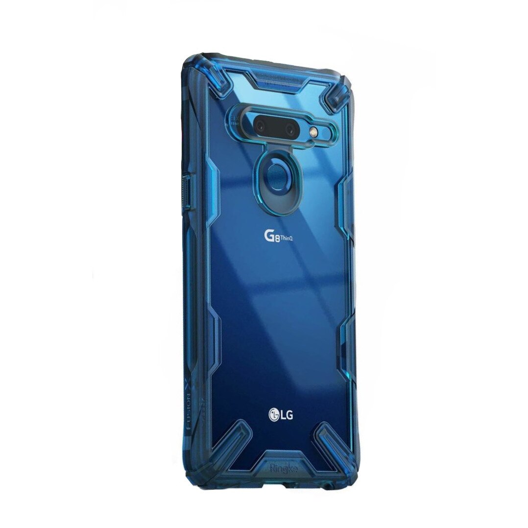 Husa LG G8 ThinQ Ringke FUSION X Transparent/Albastru