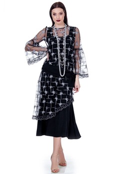 Rochie tul negru cu broderie Liza Panait RM-40E Rochie tul negru cu broderie Liza Panait RM-40E