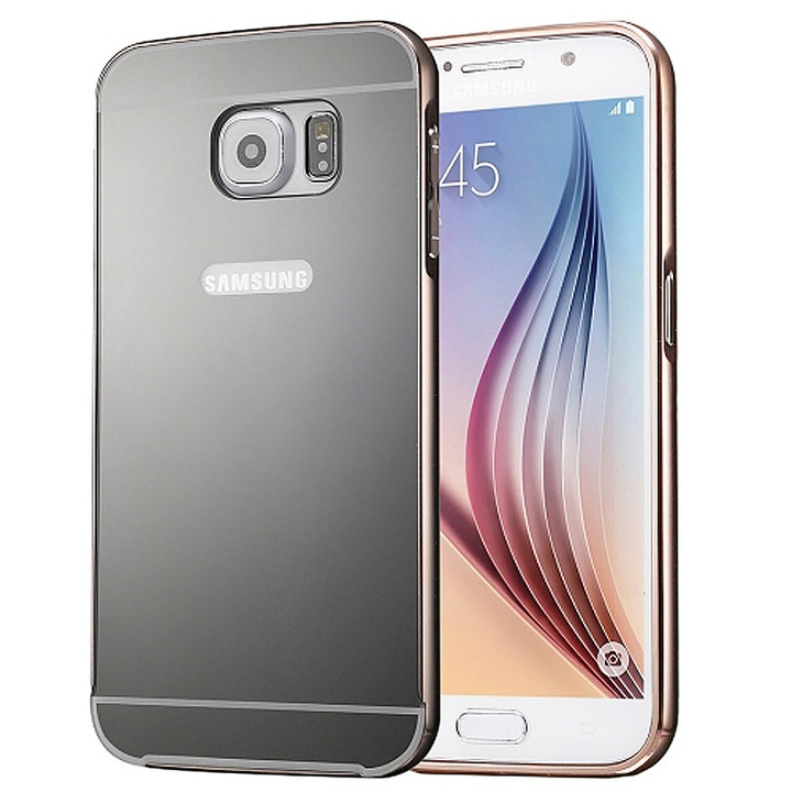 Кейс с огледален ефект за Samsung Galaxy S7 Edge, защита на гръб, защитно покритие, Сив