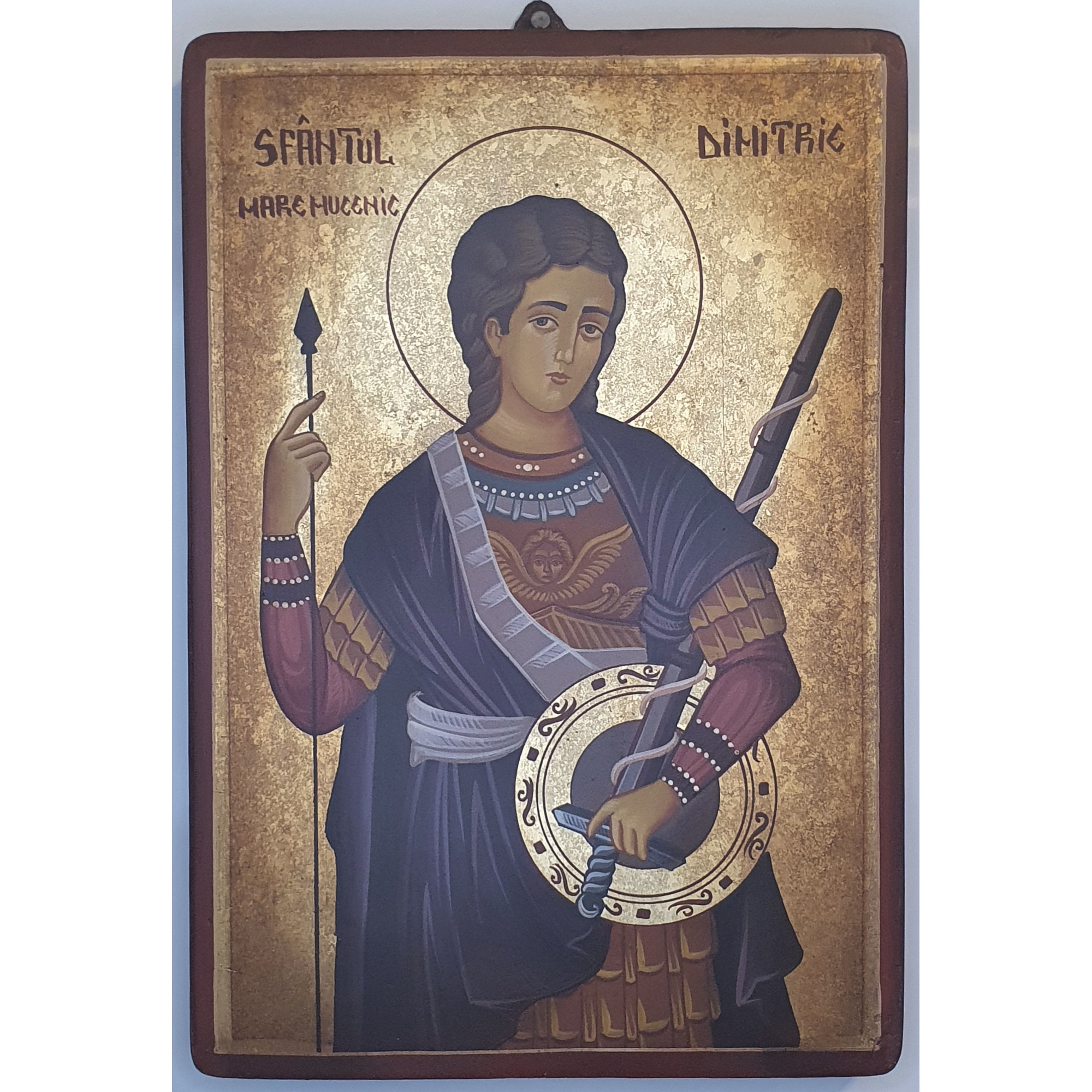 Icoana pictata pe lemn Sf. Dimitrie 1, Artizanat Opait, 14X10cm