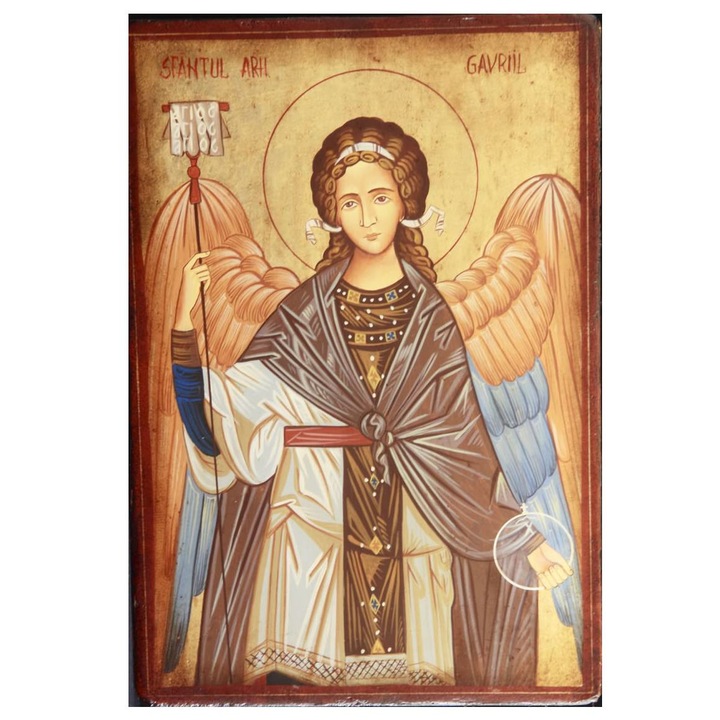 Icoana pictata pe lemn Sf. Arh. Gavriil 3, Artizanat Opait, 14X10cm