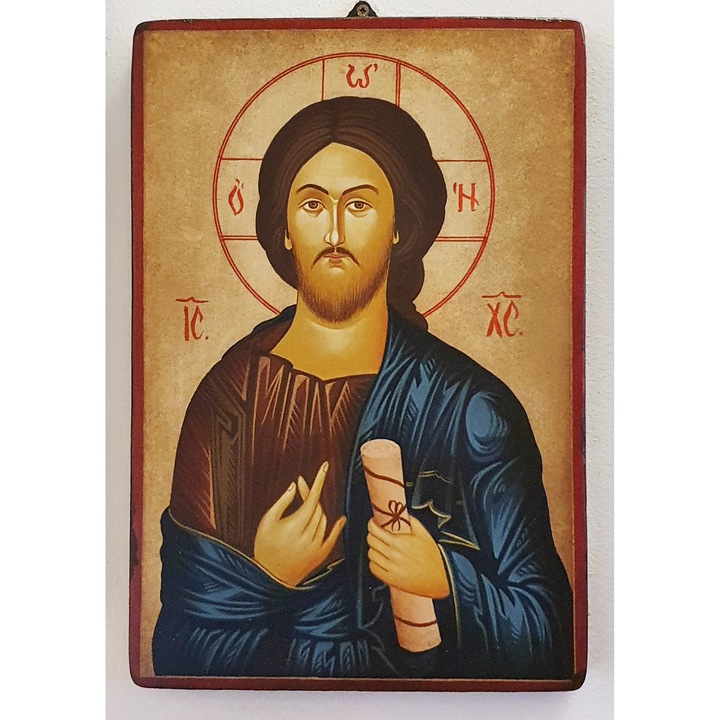 Fára festett ikon Jézus Krisztus 135, Opait Crafts, 14x10cm