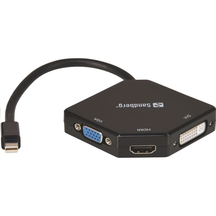 Adaptor cu cablu , Sandberg , mini DP > HDMI+DVI+VGA , negru