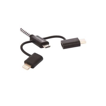 Adaptor cu cablu , Sandberg , Lightning+MicroUSB+USB/C , 1m , negru Adaptor cu cablu , Sandberg , Lightning+MicroUSB+USB/C , 1m , negru