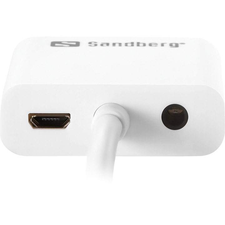 Adaptor, Sandberg, HDMI la VGA+Audio, alb
