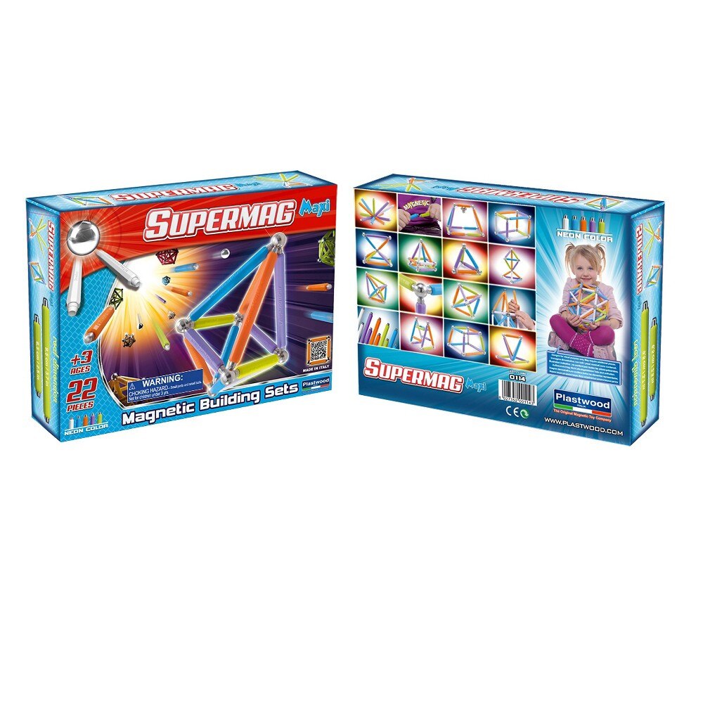 Set de constructie magnetic Supermag, Maxi, 22 piese