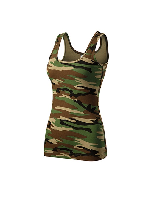 Top dama, Malfini, sport, bumbac, XS, camouflage maro