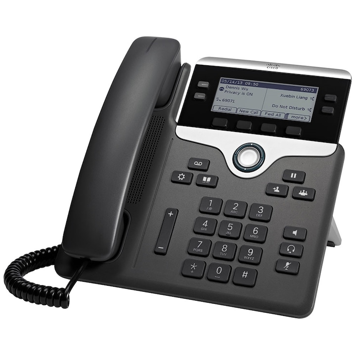 Cisco Vezetékes telefon, CP-7841-3PCC-K9, 4 soros, kijelző, PoE