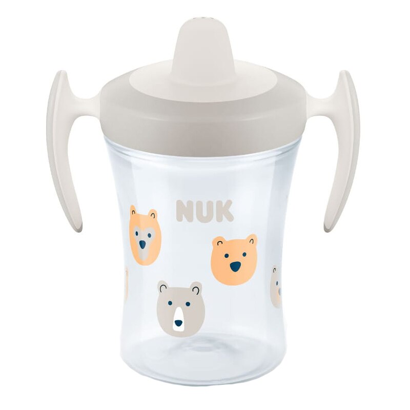 Biberon cu cioc si manere 230 ml Nuk Trainer Cup 751141C, Multicolor 6+ luni