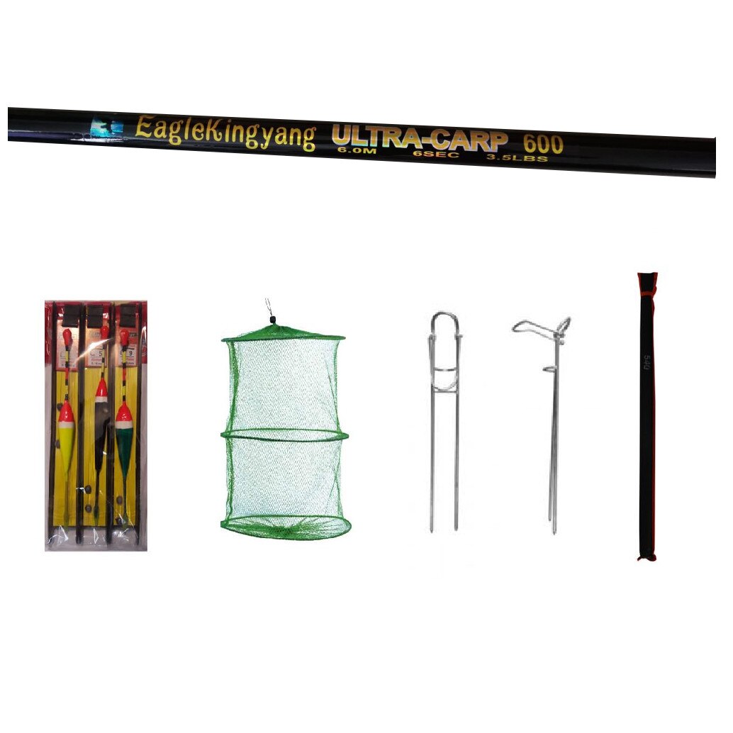 Set varga pescuit sportiv EagleKing Ultra Carp 6 metrii din 6 segmente cu accesorii