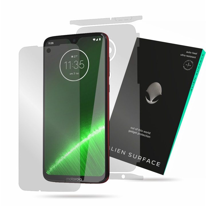 Alien Surface, Motorola Moto G7 Plus, képernyővédő fólia, hátsó, oldal