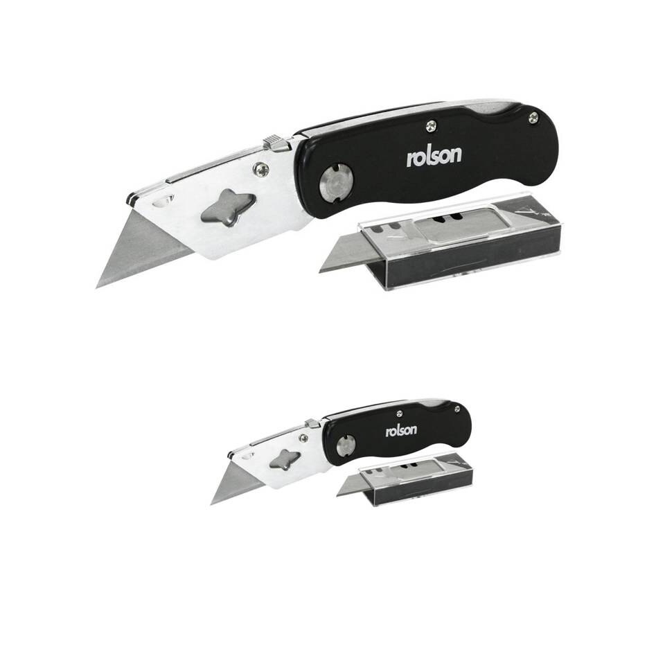 Set 2 cuttere rabatabile, 10 lame , 170mm, 100mm, Rolson