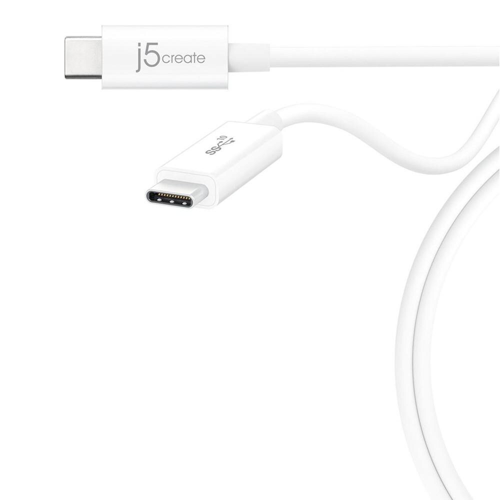 Adaptor j5create JUCX01, USB Type-C 3.1 la USB Type-C 10Gb/s, cablu coaxial , 70 cm, Alb