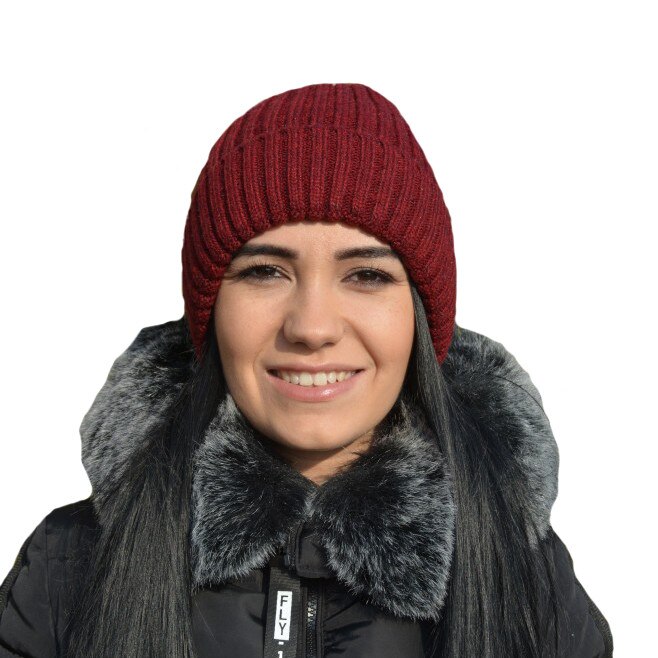 Caciula practica si calduroasa cu design simplu, culoare visiniu,D&J Exclussive