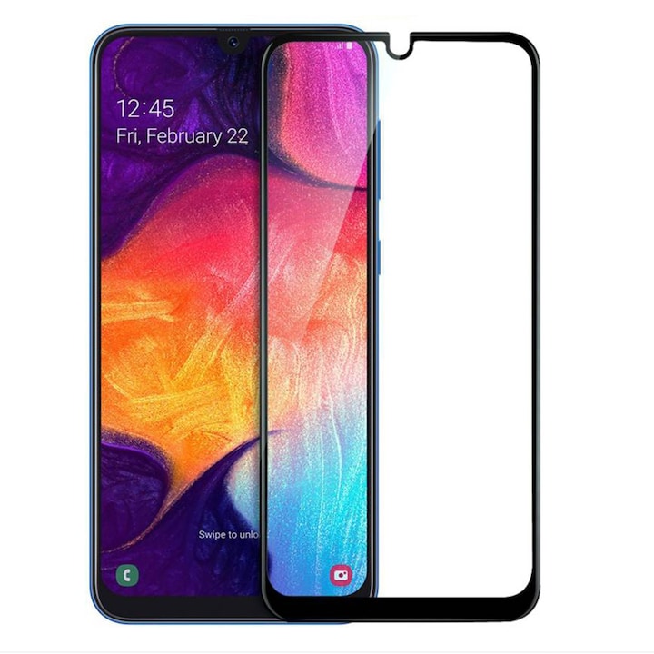 Protector de sticla 5D, HTPhone, Sticla securizata, pentru Samsung Galaxy A50, negru