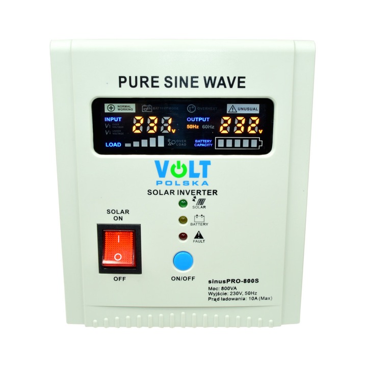 Invertor solar/ Sursa neintreruptibila VOLT PRO SINUS serie S 500/800W 12V/230V