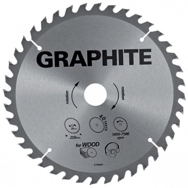 Disc circular, 205x30mm, 36 de dinti cu varf HM/vidia, 57H682 Graphite