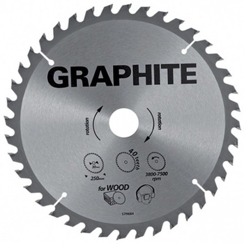 Disc circular, 250x30mm, 40 de dinti cu varf HM/vidia, 57H684 Graphite Disc circular, 250x30mm, 40 de dinti cu varf HM/vidia, 57H684 Graphite