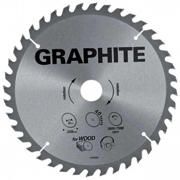 Disc circular, 216x30mm, 48 de dinti cu varf HM/vidia, 57H680 Graphite