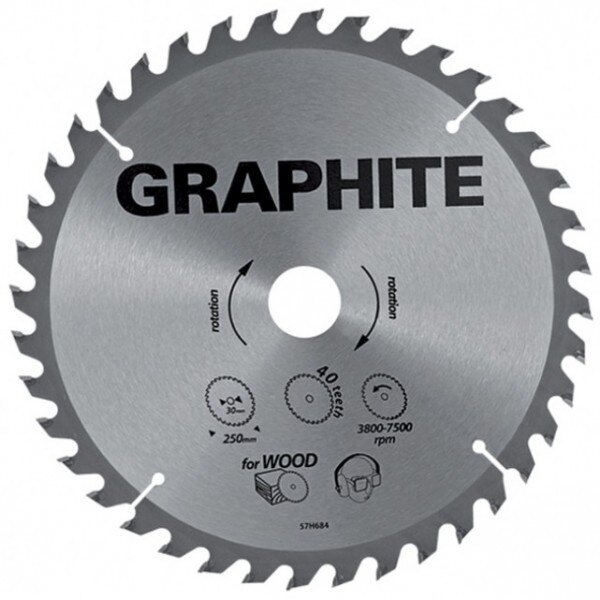 Disc pentru ferastrau debitor, carbura, 200 x 30 mm, 40 de dinti, 57H676 Graphite