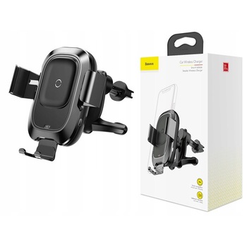 Suport auto universal Baseus WXZN-01 cu incarcator QI incorporat, Negru Suport auto universal Baseus WXZN-01 cu incarcator QI incorporat, Negru