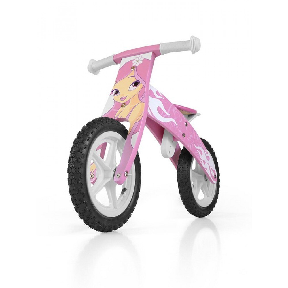 Bicicleta fara pedale Milly Mally, Lemn masiv, Roz