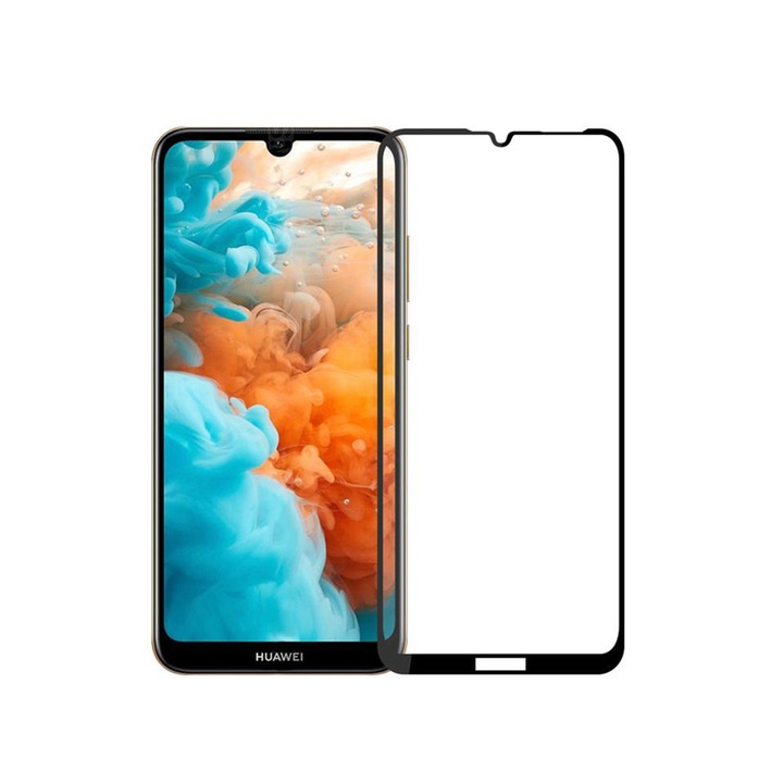 5D teljes ragasztós üvegvédő Huawei Y6 2019 / Y6 Pro 2019 készülékhez, fekete