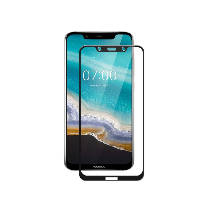 Rurihai edzett üveg védőfólia, Nokia 8.1 / X7 telefonhoz, átlátszó/fekete