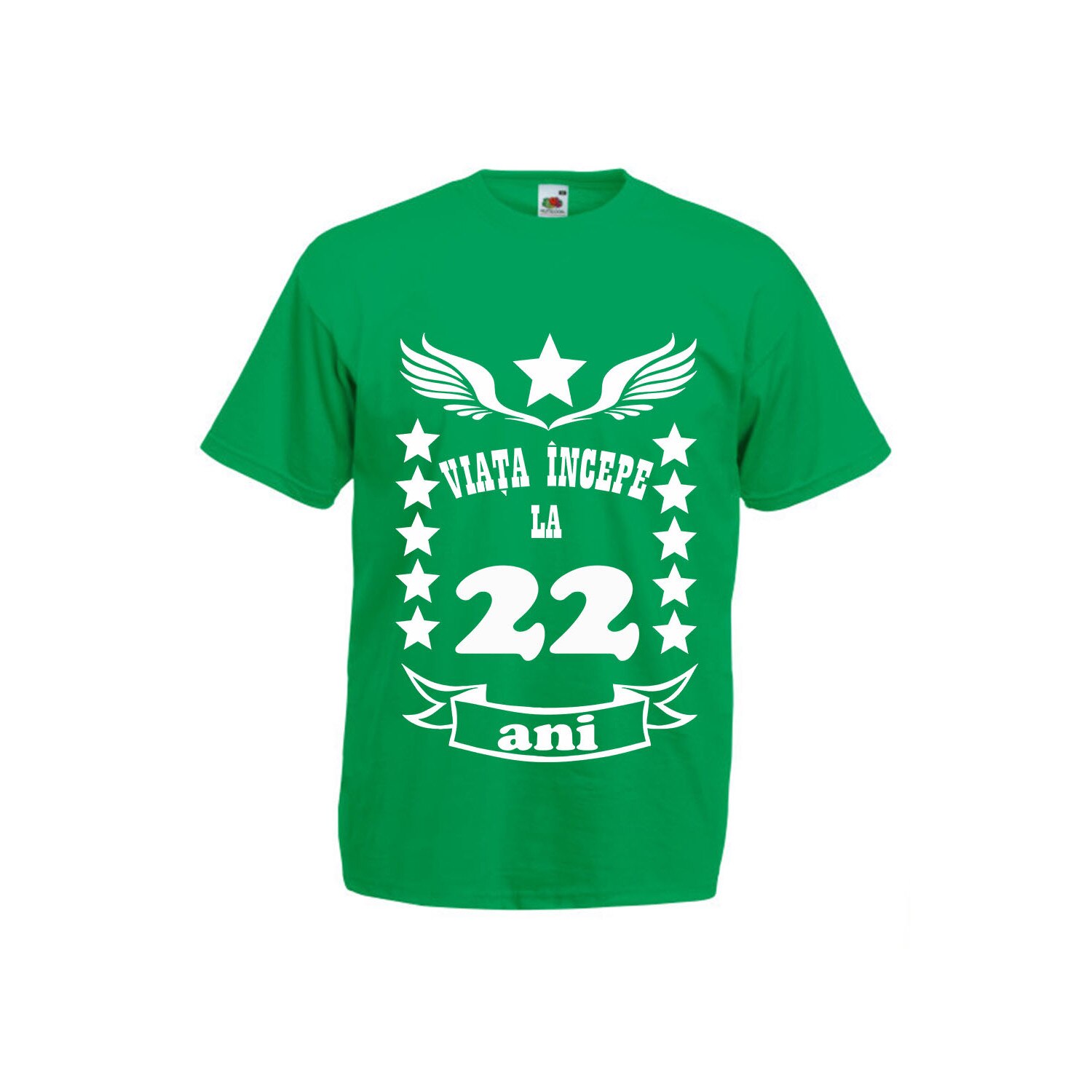 Tricou personalizat Fruit of the loom verde Viata incepe la 22 ani L