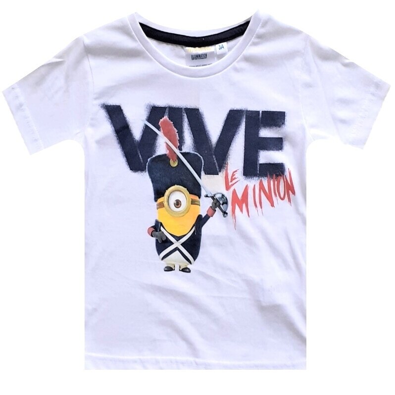 Tricou cu maneca scurta , Minions , Minioni , Despica, Alb, 98 CM